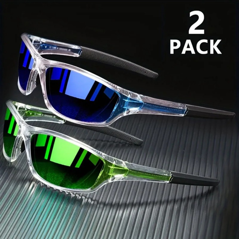 Fishing Sunglasses Polarized - 1/2 個スポーツサングラス男性用軽量ナイトビジョン男性シェードサイクリング運転釣りファッションミラーサングラス