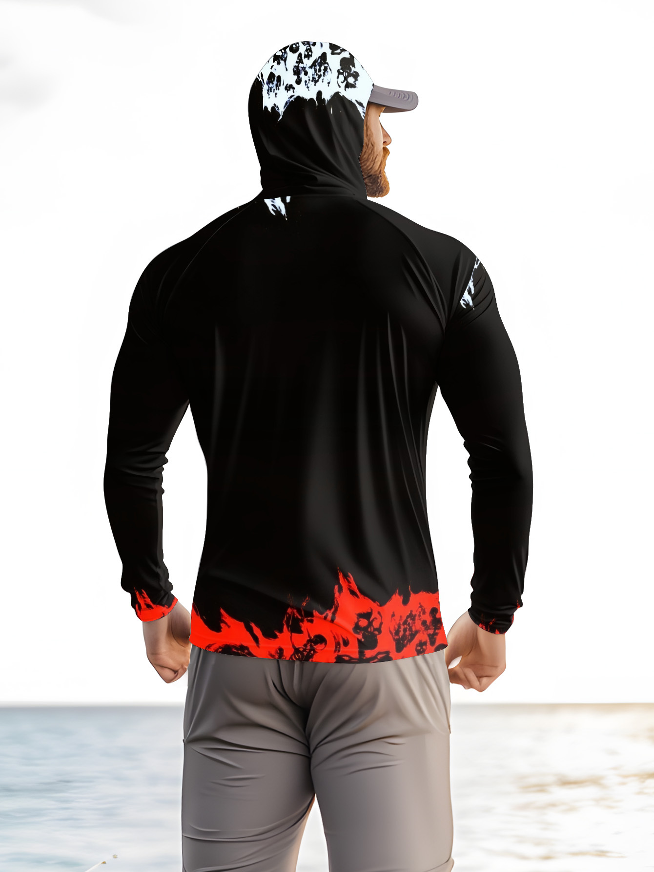 男性フード付き釣りシャツ長袖釣り服釣り t シャツ uv 保 - Fishing Hoodie のレビューと価格