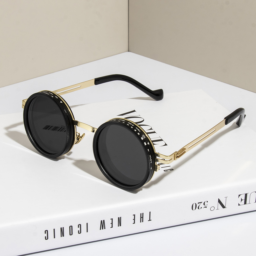 偏光ラウンドサングラス ND9 調整可能な調光サングラス男性 - Fishing Sunglasses Polarized のレビューと価格